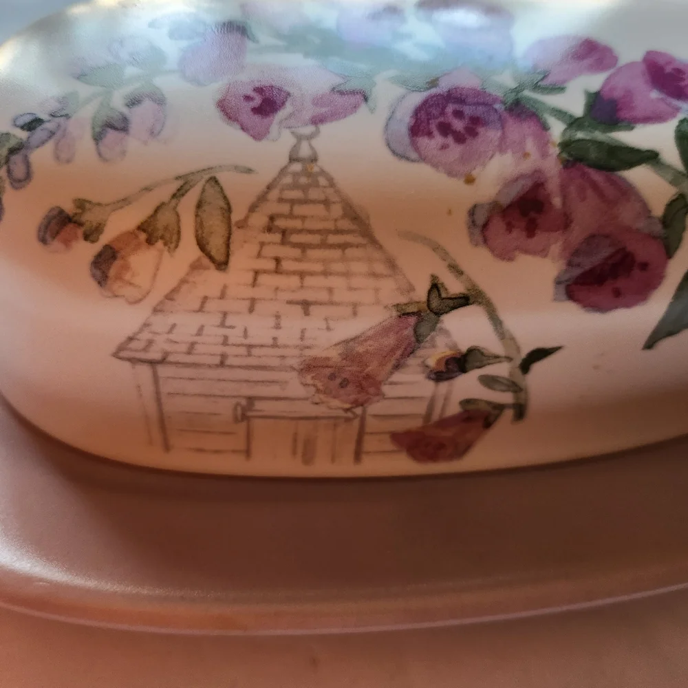 Vintage Pfaltzgraff Stoneware Cape May Lavender Purple Foxglove Butter D…
